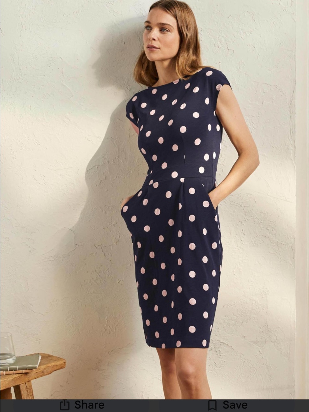 Boden Florrie Jersey Dress Navy Polka Dots - 10P